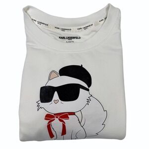 Karl Lagerfeld White Cat Graphic Women's Top